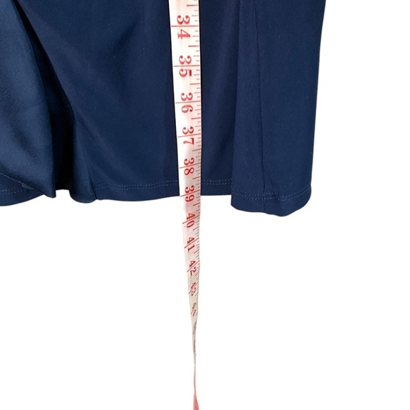 CHAPS Navy Blue Ruffle Sheath Dress Long Sleeve Crew Neck Jersey Knit Sz XL - Picture 8 of 11